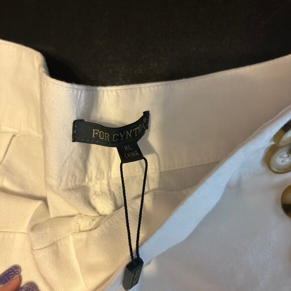 NWT For Cynthia Linen Blend White Crop Pants Wide Leg Summer Vacation Beach - Picture 5 of 7